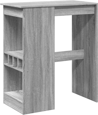 Houten bar tafel met opbergplanken 90x47.5x103.5cm grijs