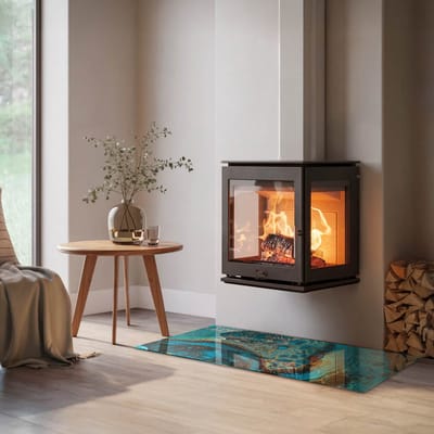 Coloray Vloerplaat Houtkachel - Plaat voor Onder Houtkachel - 120 cm x 60 cm - Open Haard Accessoires - Turkoois Vloerplaat Kachel - Onderplaat Voor Houtkachel - Plaat onder Houtkachel - Kachel Onderplaat - Verwarmingsaccessoires
