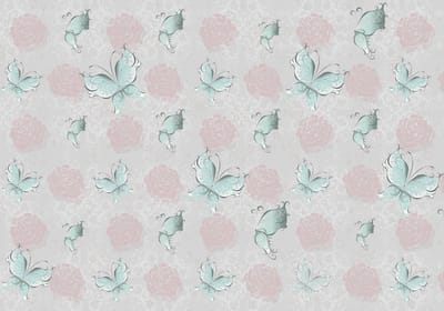 Butterlies and Roses Pattern Photo Wallcovering