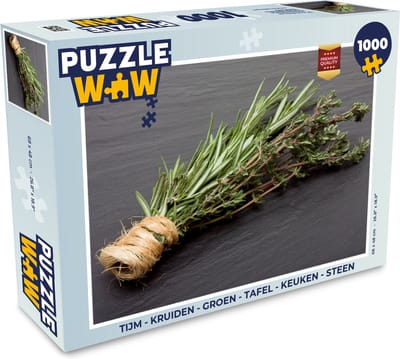 Puzzel Tijm - Kruiden - Groen - Tafel - Keuken - Steen - Legpuzzel - Puzzel 1000 stukjes volwassenen