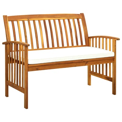 vidaXL - Tuinbank - met - kussen - 119 - cm - massief - acaciahout