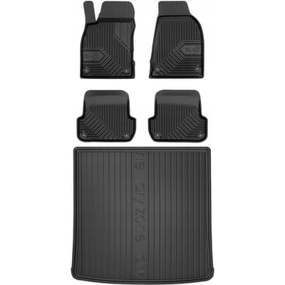 Frogum Interieur Set - Geschikt voor SEAT Exeo ST / Kombi (2008-2013) - No.77 Automatenset + Dry Zone Kofferbakmat - TPE Rubber - Hoge Rand - Geurloos - Zwart