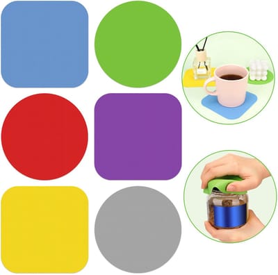 6 stuks potopener grippers, rubberen potgrippers, multifunctionele keukengadget, antislip onderzetters, flesopener voor potten en potten voor senioren met artritis en zwakke handen (6 kleuren)