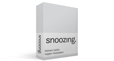 Snoozing - Katoen-satijn - Topper - Hoeslaken - Eenpersoons - 90x210 cm - Grijs