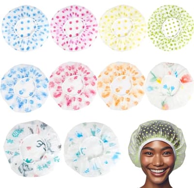 GUOYIHUA 10 Stuks Herbruikbare Douchemuts voor Dames - Waterdichte Elastische voor Thuis, Hotel, Reizen, Spa, Make-up, Salon