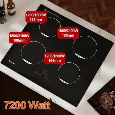 Inbouwkookplaat Inductie 60 cm met 4 Zones, Timer en Boostfunctie