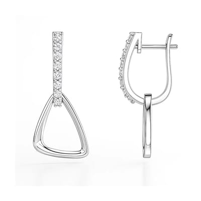 Zilver Oorhangers - Zilver Oorbellen - Zilveren Oorhangers Dames - Luxe Geometric Dangle Earrings - Amona Jewelry
