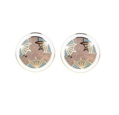 Behave - Oorstekers dames - wit en bruin en groen - 2,5 cm