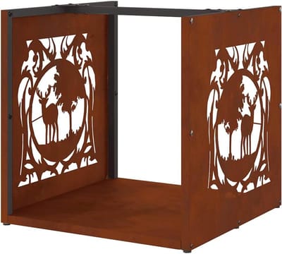 Houtopslag Rek - Haardhout Houder - Haardhout Opslag - Weerbestendig Staal - 40x40x40 cm - Cortenstaal