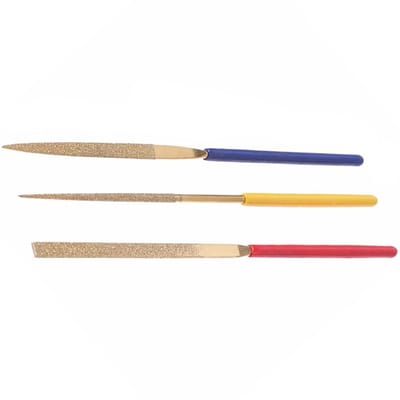 Dailygoods- Naaldvijl Set 3 Stuks - Diamant Naaldvijlen - Titanium Gecoat - Voor Hout/Metaal/Glas - Robuuste Opbergkoffer - 100mm Lengte - Vijlset