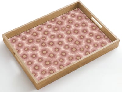 Dienblad hout 50x35 cm - Schootdienblad - Gerbera - Bloemen - Roze - Borrelplank rechthoek - Plateau dienbladen