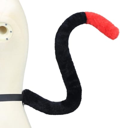 Dikke Pluche Katstaart voor Kostuumaccessoires - Zachte Faux Fur Staart voor Cosplay, Carnaval en Feestjes in Zwart en Rood