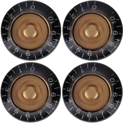 4 Stuks Toonregeling Knop Transparante Bel Volume Muziekinstrument Accessoires voor Gitaar Bas Goud met Zwarte letter brown