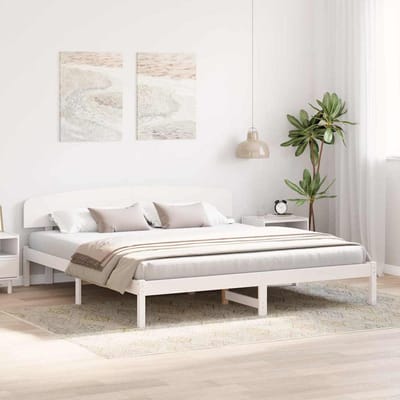 vidaXL - Bedframe - met - hoofdeinde - Wit - 200 - x - 200 - cm - Massief - grenenhout