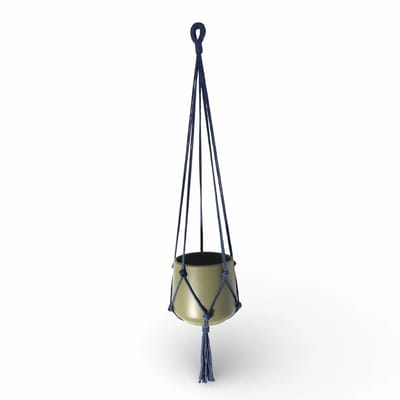 Plantenhanger 'Original' - Kies kleur en lengte - Donkerblauw - 100 cm lang - Katoenkoord - Geschikt voor Pot met Diameter t/m 20 cm - Handgemaakt in ons Macramé Atelier - Prijs per Stuk - Let op: Exclusief Pot - Inclusief Verzendkosten