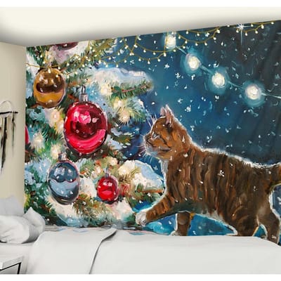 Kerst Sneeuw Dier Wandtapijt Wandhanger Hippie Tapiz Tarotkaart Hekserij Slaapzaal Woonkamer Huisdecoratie 95x70cm
