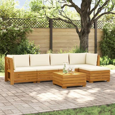 vidaXL - 6 - st - Buiten - bank - set - Massief - Acacia - Hout - Bruin