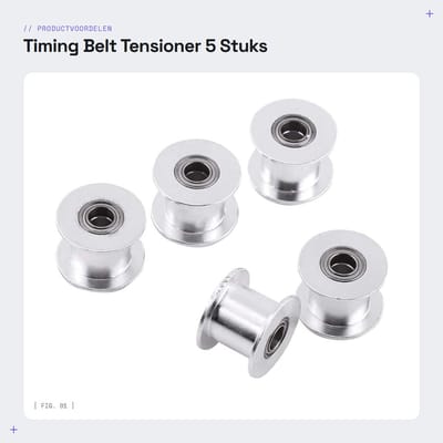 Dailygoods- Timing Belt 10mm Breed - 5 Stuks - Aluminium Beugel - Synchronous Schijf - 3D Printer Accessoire - Hoogwaardige Aluminium Legering - Pulley