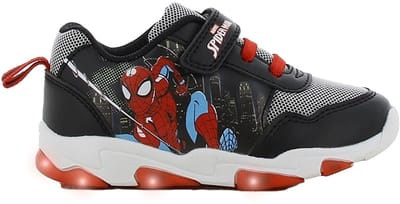 Spiderman - Schoenen voor jongens met lichtjes - Sneakers voor kinderen met klittenband - Lichtgevende kindersneaker - Maat 28 - Zwart