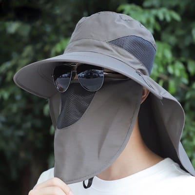 Zomer Zon Hoeden UV Bescherming Buiten Jacht Visserij Pet Voor Mannen Vrouwen Wandelen Kamperen Vizier Emmer Hoed Nek Bescherming Visser Hoed 54-60CM