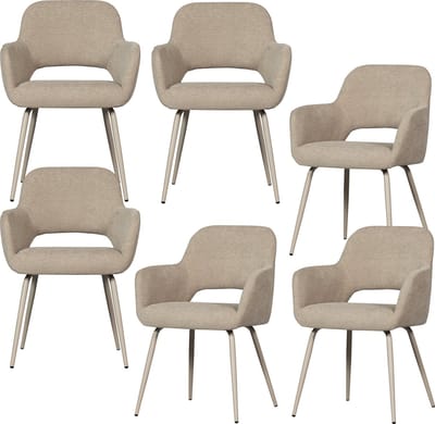 WOOOD Jenny Eetkamerstoelen - Polyester - Naturel - Set van 6