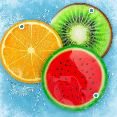 Dailygoody - Koelpad - Koelmat - Ideaal voor Zomer - Diameter 16 cm - Fruitprint - Geschikt voor Barbecue en Picknick - Kleur: Multicolor