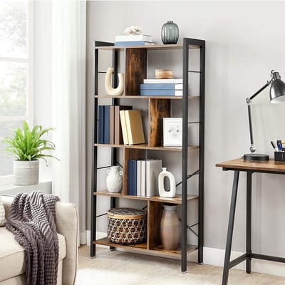 Boekenkast - Boekenplank - Met 4 niveaus - Groot metalen frame - Industrieel ontwerp