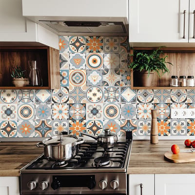 Zelfklevende tegelmuurstickers voor keuken en badkamer - 9 AZULEJOS LONARENO TEGELSTICKERS - 9 stickers 10x10cm