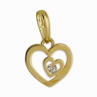 New Bling 9NBSAM-G210468 Gouden Hanger - Dames - Hartje - Zirkonia - 7,6 x 7,7 mm - 14 Karaat - Goud