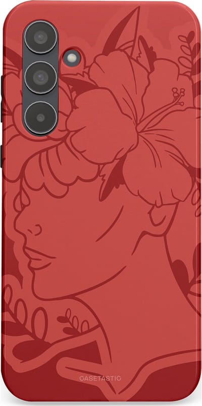 Casetastic hoesje geschikt voor Samsung Galaxy A55 - Dubbellaagse bescherming - Bloemenfluistering - Fashion Case - Koraal Terracotta