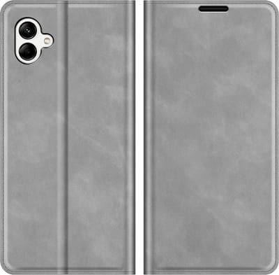 Cazy hoesje geschikt voor Samsung Galaxy A04 - Hoesje met Pasjeshouder - Luxe Book Case - Grijs
