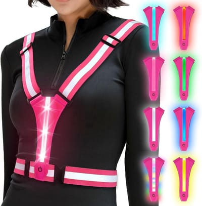 Reflecterend Veiligheidsvest voor Fietsers en Hardlopers, Oplaadbare USB Verlichting, Verstelbaar en Lichtgewicht voor Jogging, Wandelen en Fietsen