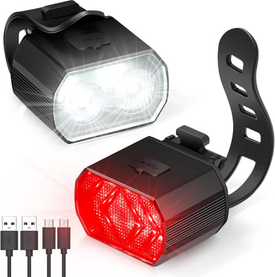 Fietslamp Set - Led Verlichting - Nachtelijke Ritten - USB Oplaadbaar - IPX6 Waterdicht - Zwart