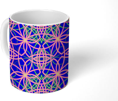 Mok - Koffiemok - Bloemen - Neon - Patroon - Mokken - 350 ML - Beker - Koffiemokken - Theemok
