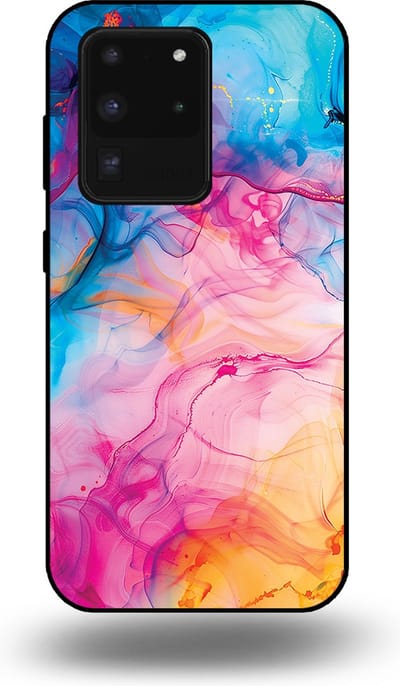 Smartphonica Telefoonhoesje Geschikt voor Samsung Galaxy S20 Ultra met Regenboog Acryl Marmer Opdruk - TPU Backcover Case Rainbow Acrylic Marble Design geschikt voor Samsung Galaxy S20 Ultra