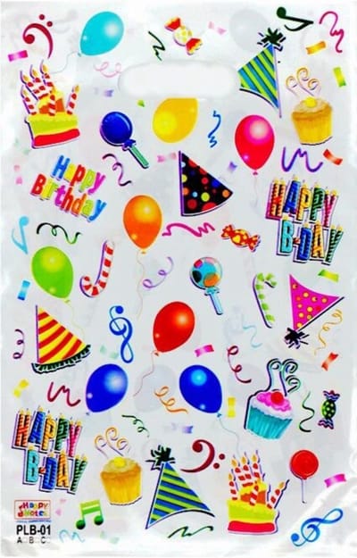 10x Plastic Uitdeelzakjes - Traktatie Zakjes Voor Uitdeelcadeautjes - Uitdeelzakjes Kinderfeestje - Uitdeeltasjes - Verjaardag - Feestje - 10 Stuks - 16.5x25cm - Happy Birthday Wit