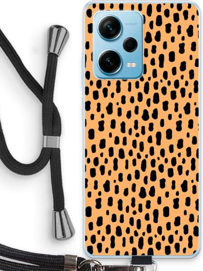Case Company® - Hoesje met koord geschikt voor Xiaomi Redmi Note 12 Pro Plus hoesje met Koord - Panter - Telefoonhoesje met Zwart Koord - Bescherming aan alle Kanten en Over de Schermrand