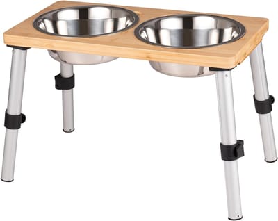 CLVP® Verhoogde voerbak hond - Drinkbak hond - Bruin met zilver