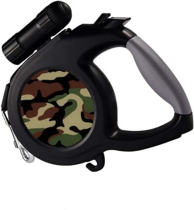 Intrekbare Hondenriem met Zaklamp - 8M Camo Hondenriem voor Nachtwandelingen