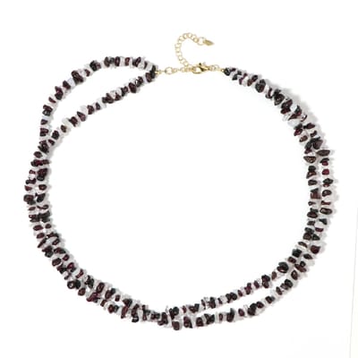 Cavill - 925 Sterling Zilver Halsketting - Regenboog Maansteen 24 ct, Toermalijn 53 ct, Granaat 90 ct - Elegant & Feestelijk