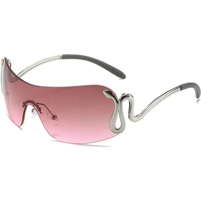Y2k Bolle Vorm Metalen Zonnebril Gecombineerd Persoonlijkheid Dier Slang Stijlvol Trendy Accessoire brown