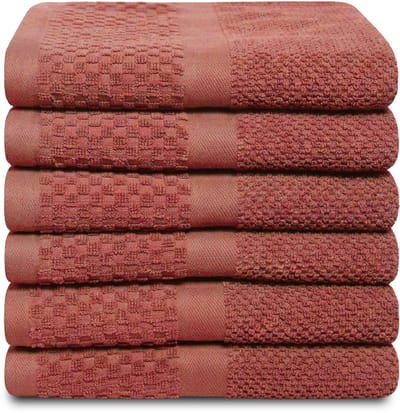 PHLOX Soft Popcorn Handdoeken 50x90 cm - Set van 6 - 100% Katoen 500 g/m2 - Roze