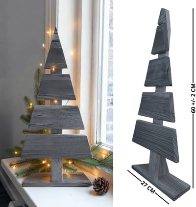 be4nature Kerstboom Hout Hoogte 60 cm Voetbreedte 27 cm Alternatief Kerstboom Decoratie Houten Kerstbomen Kleine DIY Houten Kerstboom Kerstmis Boom Grijs
