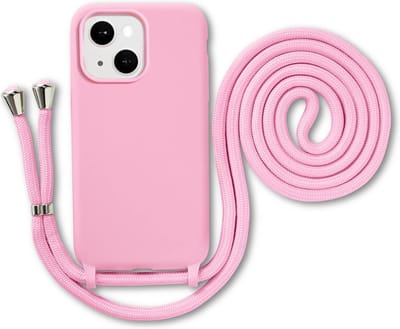 Armordrop Hoesje Met Koord Geschikt Voor iPhone 13 Mini - Siliconen Hoesje Met Koord - Roze