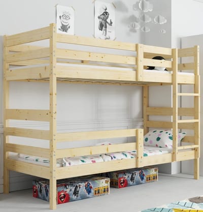 Stapelbed Grenenhout - Hoogslaper Kinderbed - Ruimte Besparen - Opdeelbaar in 2 bedden - 190x90 cm - Natuurhout