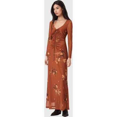AllSaints Gabby Ls Mesh Dress Ania Rust Brown Taglia: 6 | Maxi abiti Outlet | Donna | Marrone