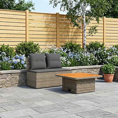 vidaXL - 2 - Stuk - Tuin - middelste - sofa - met - opklaptafel - poly - rattan
