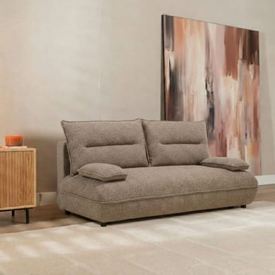 Bronx71® Slaapbank 2 persoons Jona bruin bouclé mélange - Logeerbed - Vouwbed - Slaapstoel - Zetelbed