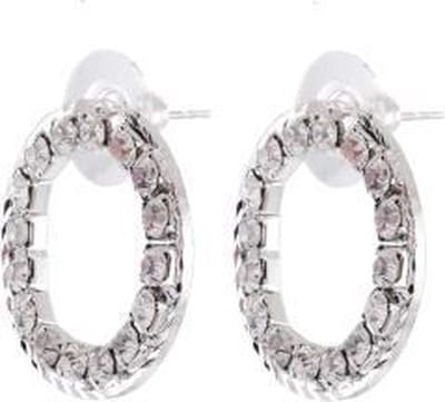 Behave - Oorknoppen dames zilverkleur - Strass steentjes - Elegant feestelijk
