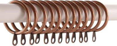 FSW-Products - 6 Stuks - Gordijnringen - 3cm dia - Koper - Metaal - Douchegordijn - Ringen voor Gordijnen - Ring - Gordijnhaken - Haken - Gordijn - RVS - Douchegordijnringen